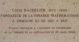 Commemorative plate on the wall of the old university building where Louis Bachelier was teaching 